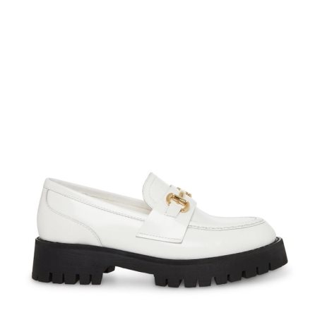 White Steve Madden Lando Leather Women's Platform Shoes | PH 2903AMY